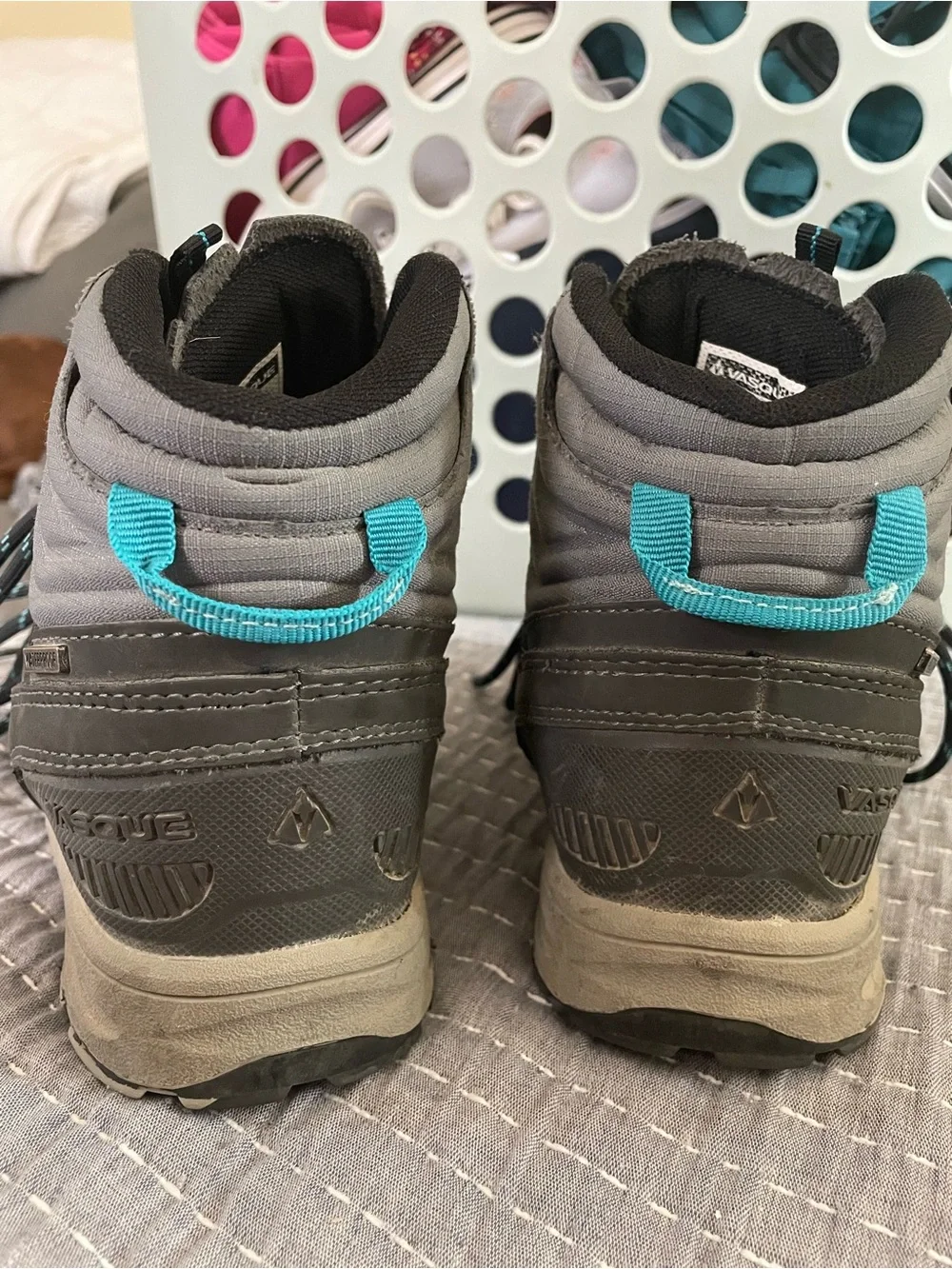 Vasque Kids Black Boots with Teal Trim